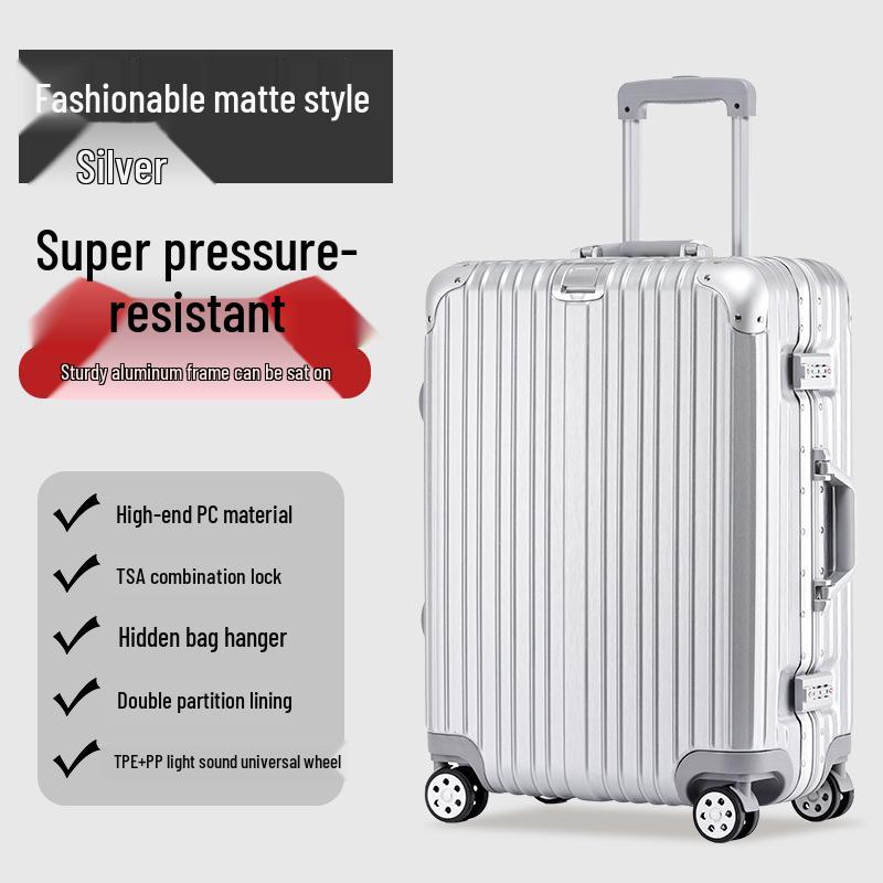Scratch-Resistant Aluminum Trolley Suitcase - Luxury Travel Luggage in 20/22/24/26/29 Inch Sizes
