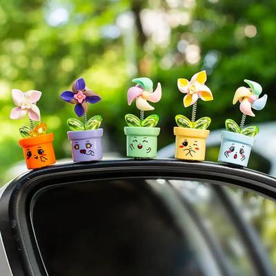 6Pcs Funny Windmill Ornaments Car Center Console Ornaments Navigator Screen Interior Decoration Car Interior Decor Accessories