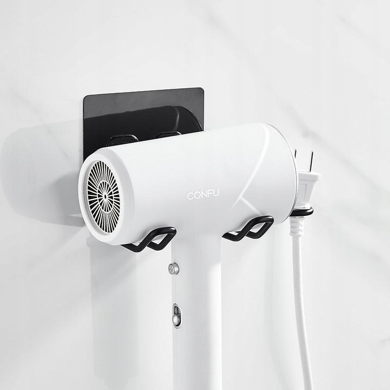 Support de Sèche-Cheveux pour Salle de Bain Noir Mat