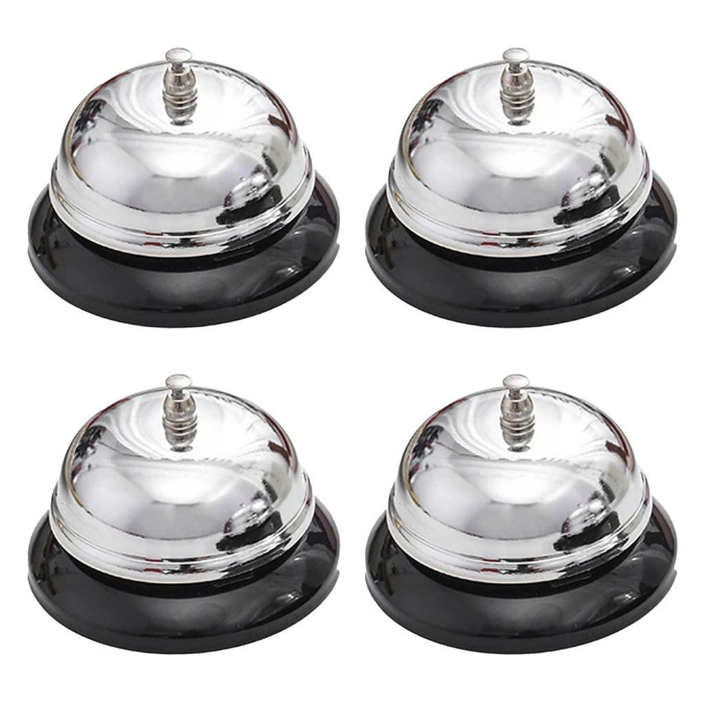 Felimore Call Bells, Counter Bells, Tabletop, Set of 4, 8.5cm, Stainless Steel, for Reception, Stores, and Restaurants