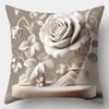 Three-Dimensional Rose Pattern Square Polyester Pillowcase Sofa Living Room Cushion Cover Bedroom Bedside Pillow Cover