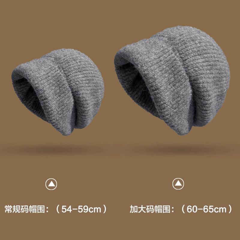 Autumn and Winter Hats Women's Big Head Circumference Knitted Hats Fashionable Versatile Ear Protectors Wool Hats Warm Windproof Cold Hats