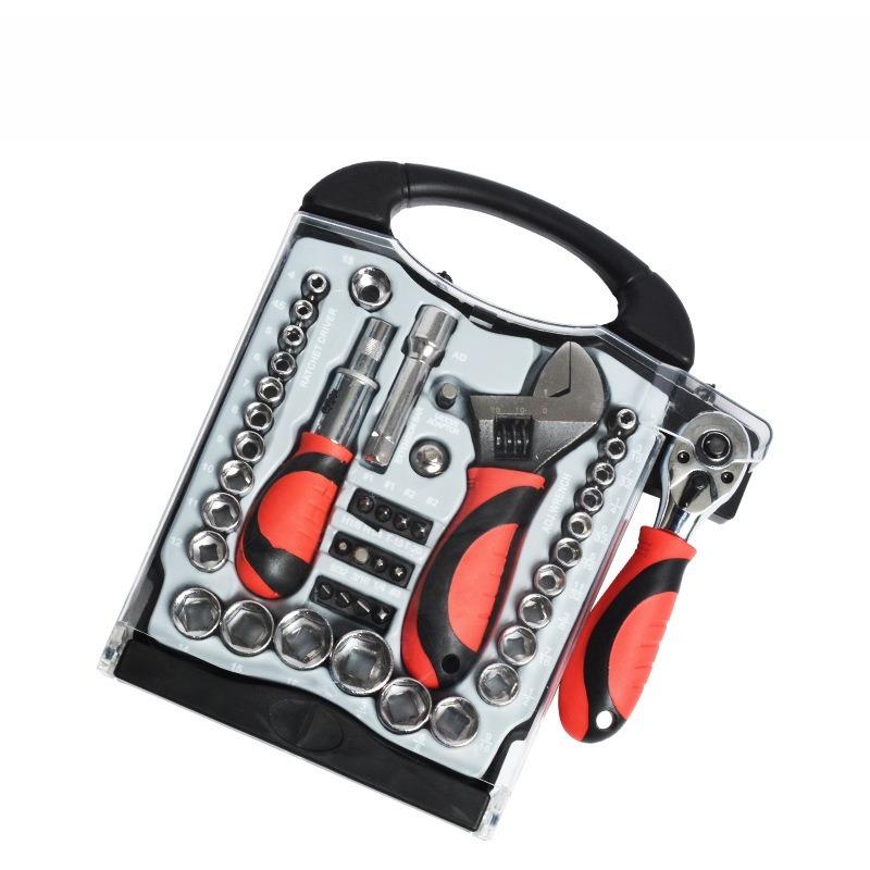 

45pcs Short Handle Tool Set - Ratchet Wrench & Adjustable Spanner Kit - Professional Repair Tools for Home Auto