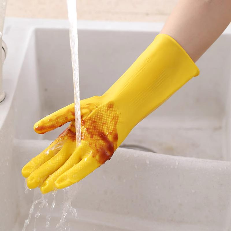 Luvas Domésticas Duráveis Impermeáveis de Látex de Borracha para Mulheres - Limpeza de Cozinha, Lavar Louça e Luvas Finas para Lavar