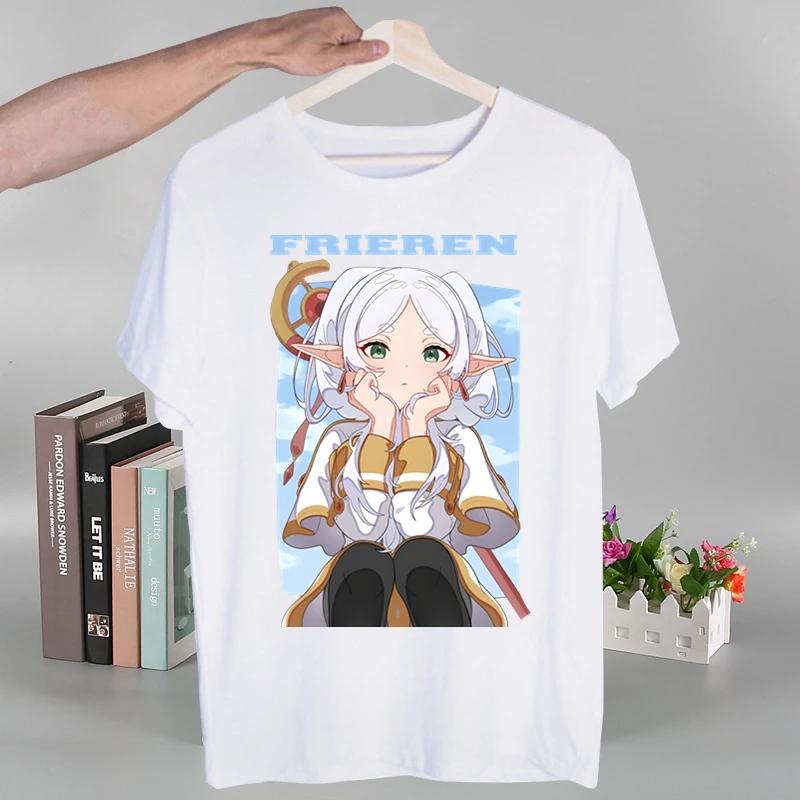 

Футболка Frieren Beyond Journey s End Мужская Ретро Выстиранная Топы Футболки Харадзюку Футболка Уличная одежда Хип-хоп Мужские футболки 4XL
