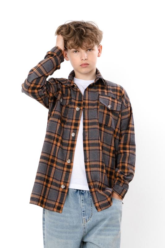 Warme Uniseks Geruite Kinderen Shirt met Geborstelde Fleece Voering, Tussenizoen 6417-090-1 HC