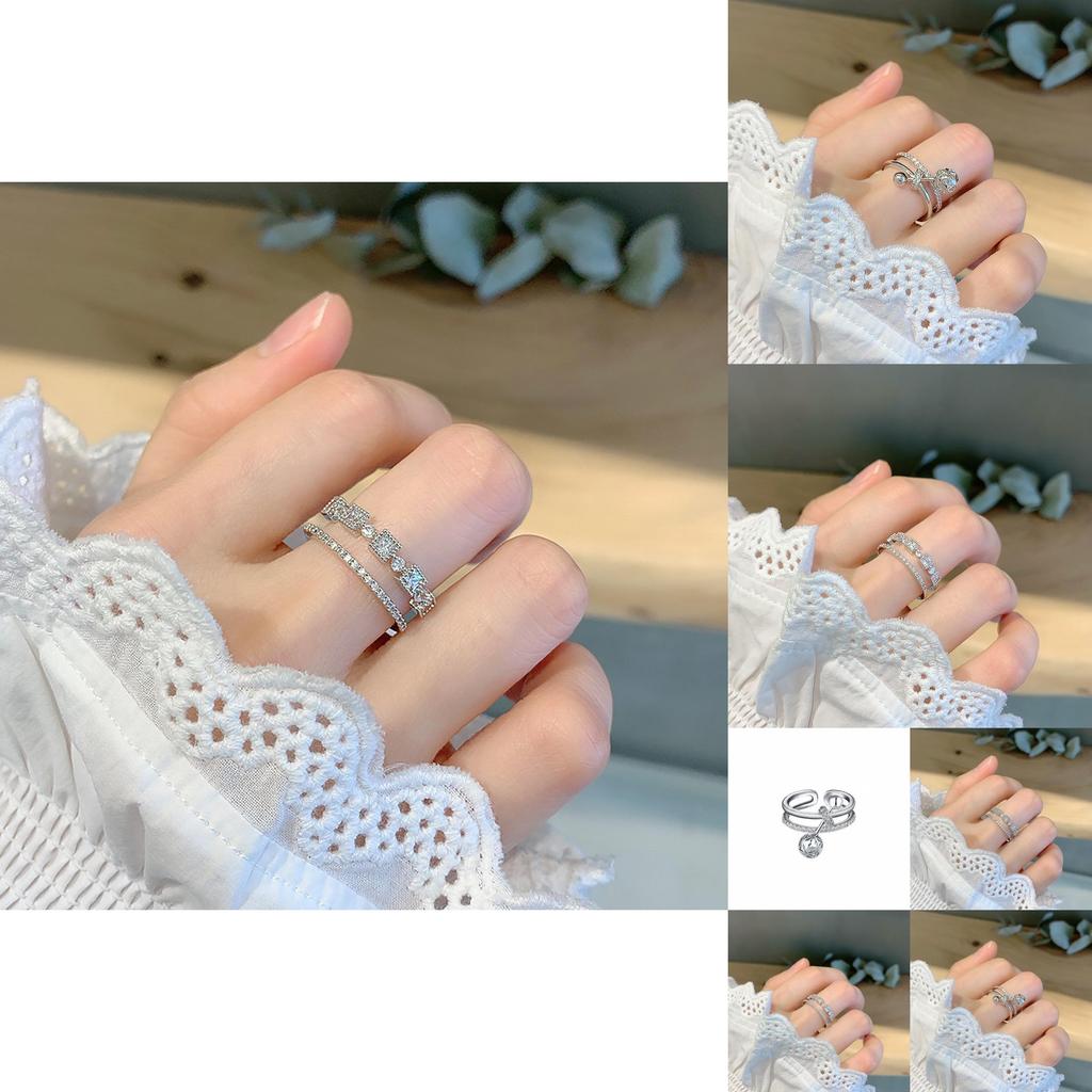 Elegant 925 Sterling Silver Korean Style Vintage Adjustable Open Finger Ring For Women