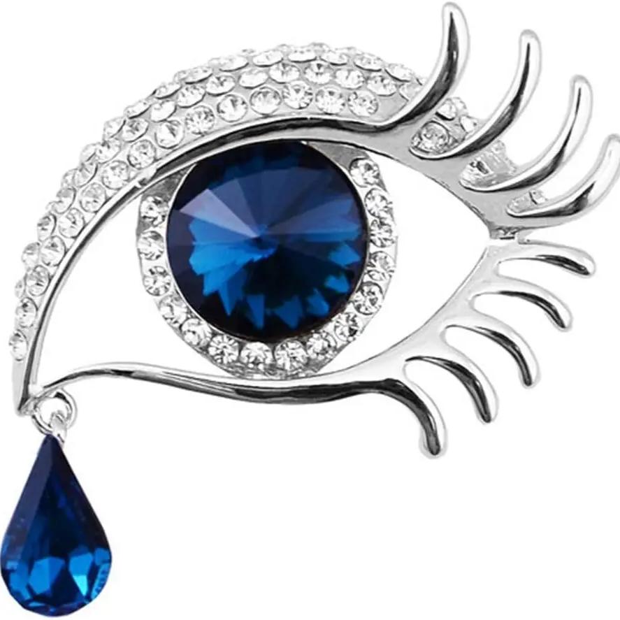 Angel's Tear Drop Brooch Diamond-Inlaid Big Eyes Long Eyelashes Brooch Fashionable Pin Accessory