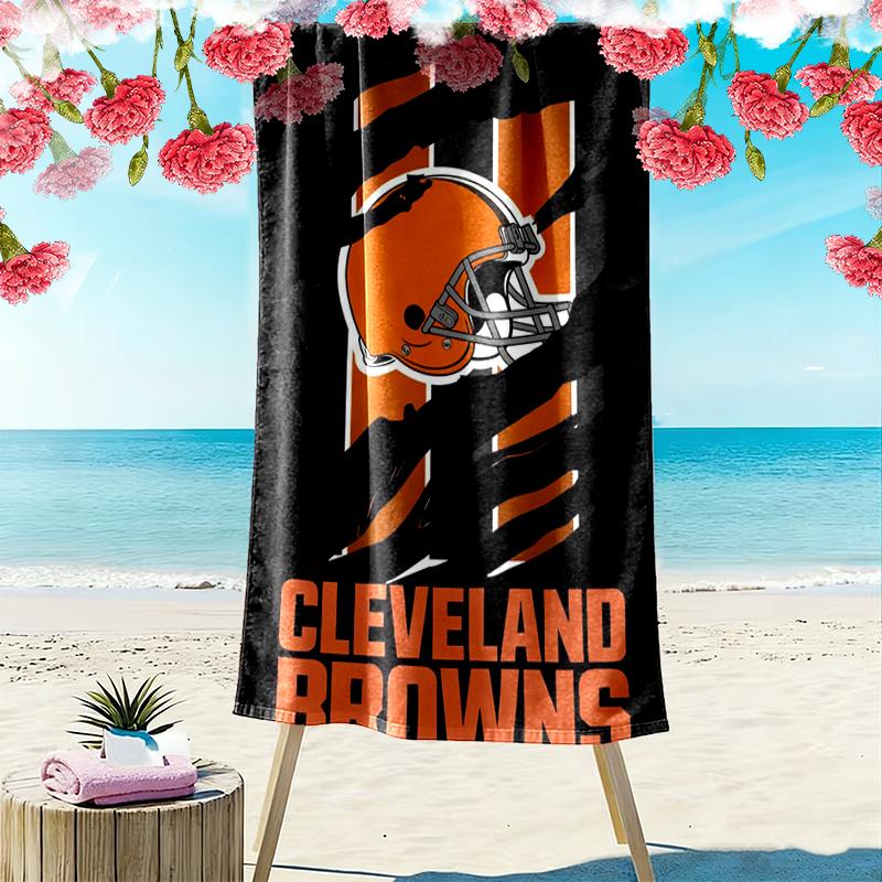 Cleveland Browns Print Beach Towel, Large Soft Quick Dry Towel for Beach Camping Swimming