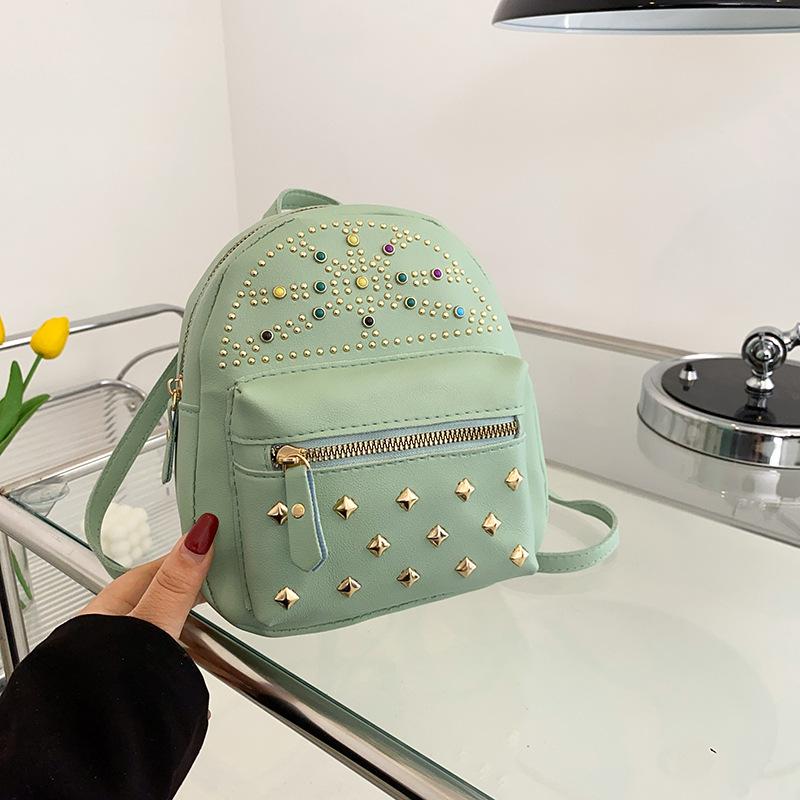 Fashion Rivet Pearl Shoulder Women's Bag Summer Versatile Multifunctional Large Capacity Light Luxury Backpack