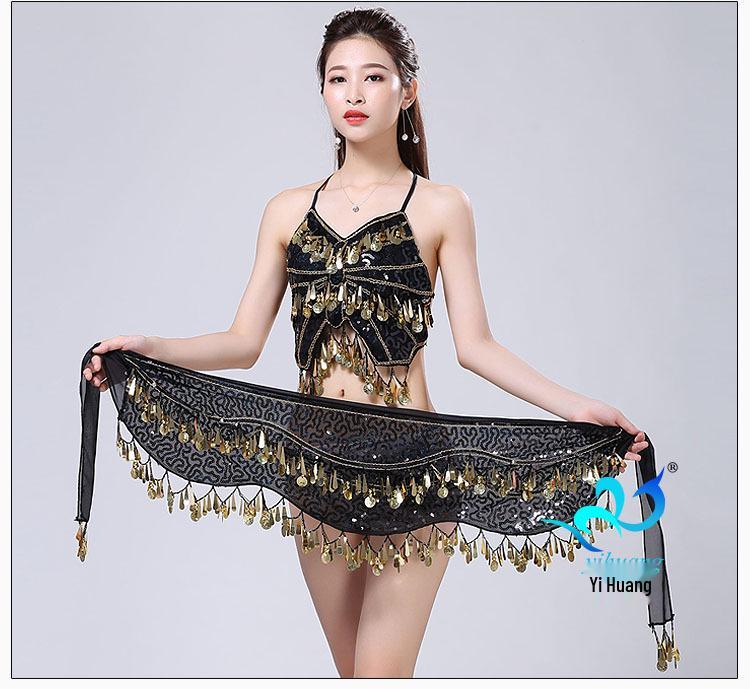 Sequined Hip Scarf with Tassel Coins for Jazz & Belly Dance Performance