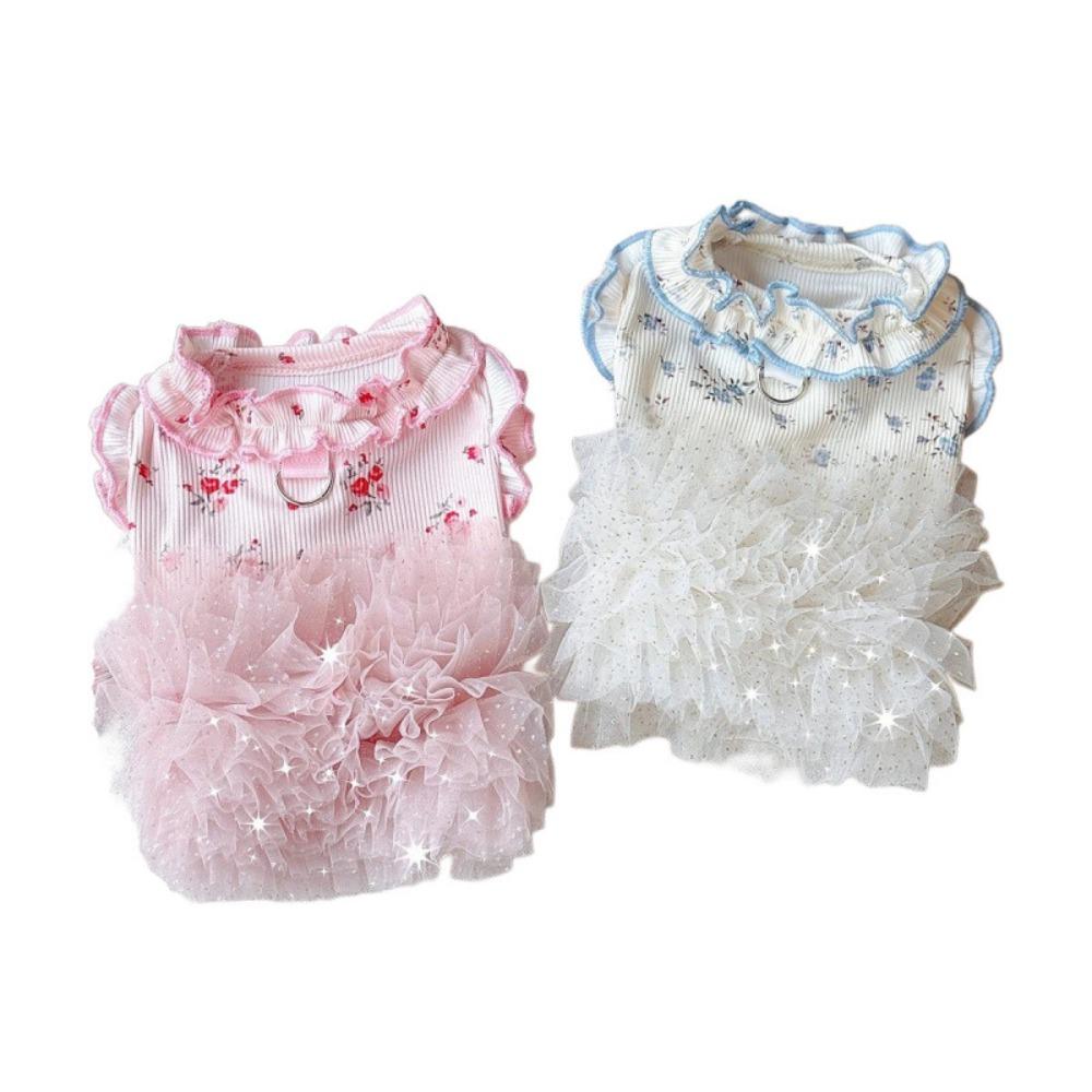 Breathable Dog Puffy Dress Summer Corgi Teddy Clothes Cute Pet Dress  for Small Dog Cat