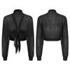 Women Casual Wear Sheer Long Sleeve Bolero Shrug Cardigan Chiffon Self-Tie Front Shawls Cropped Shrug Cover-ups