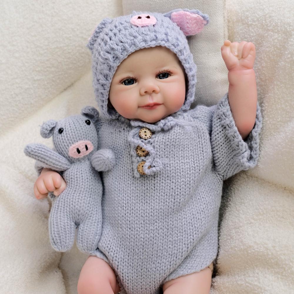 Cute 18 Inch Simulation Rebirth Doll Julietta Soft Cloth Body Newborn Babies Doll Real Like Open Eyes Pursed Lips Reborn Dolls for Kids 3+ Ages Gift