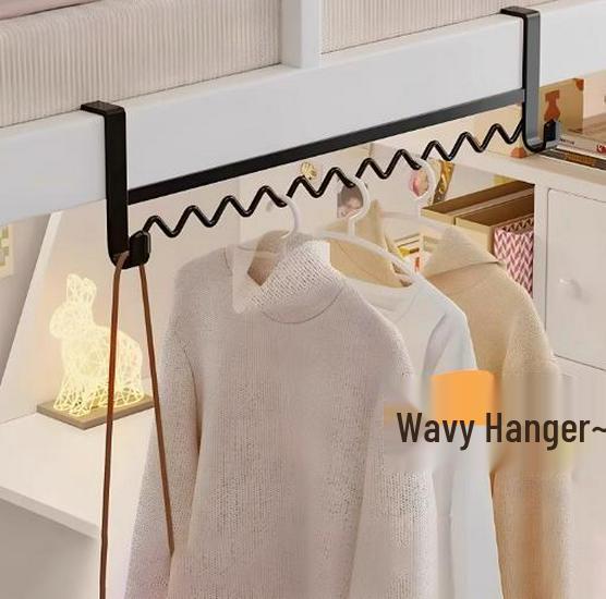 Dormitory Bedside Wavy Clothes Hanger Hooks with Storage - Limited-Time Offer for Newcomers