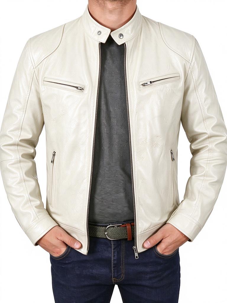 New men's stand-up collar PU leather jacket slim locomotive jacket spring and autumn casual multi-color coat