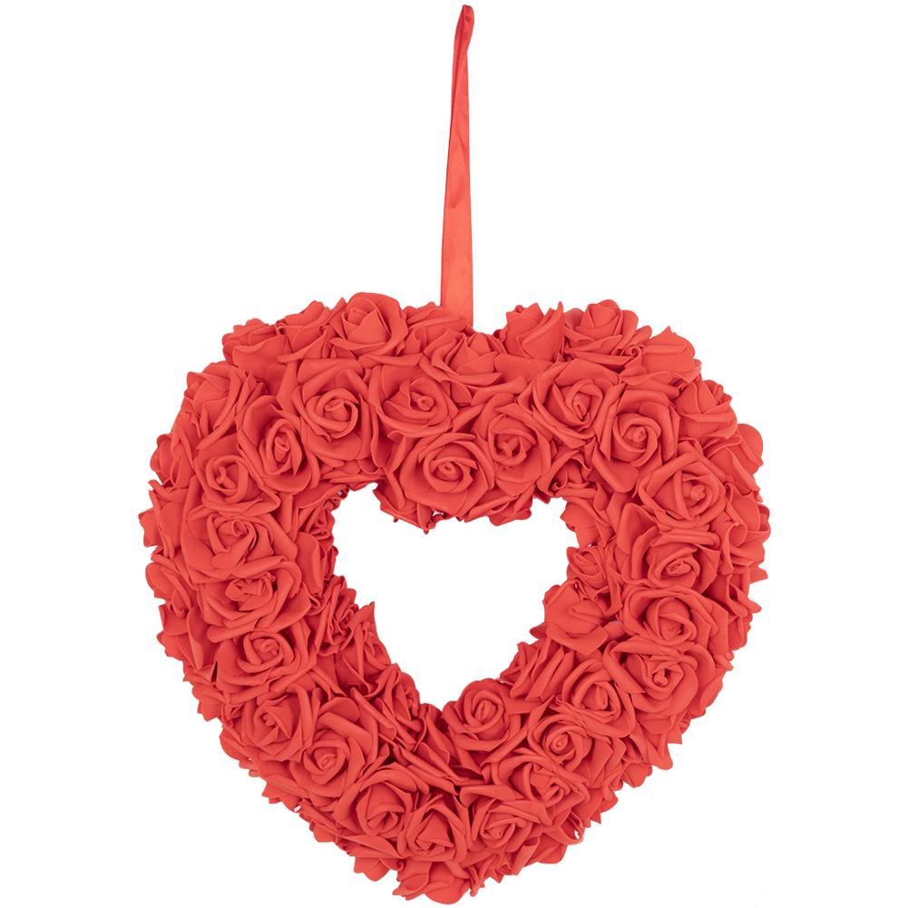 

36cm Heart Wreath Romantic Valentine Party Decoration Wedding Proposal Door Wall Hanging Lightweight Foam Plastic Rose Red Orang червоний