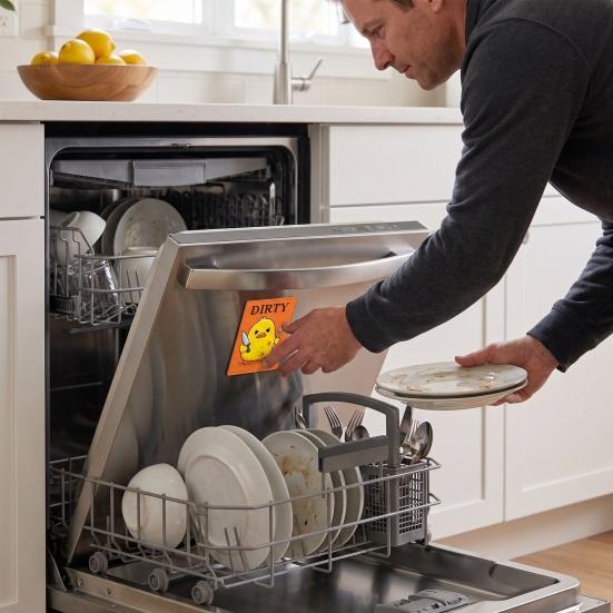 Heavy Duty Magnetic Sign Clean Dirty Dishwasher Magnet, Acrylic Cartoon Animal Sign, Double-Sided & Magnet for Kitchen Decoration Double Sided