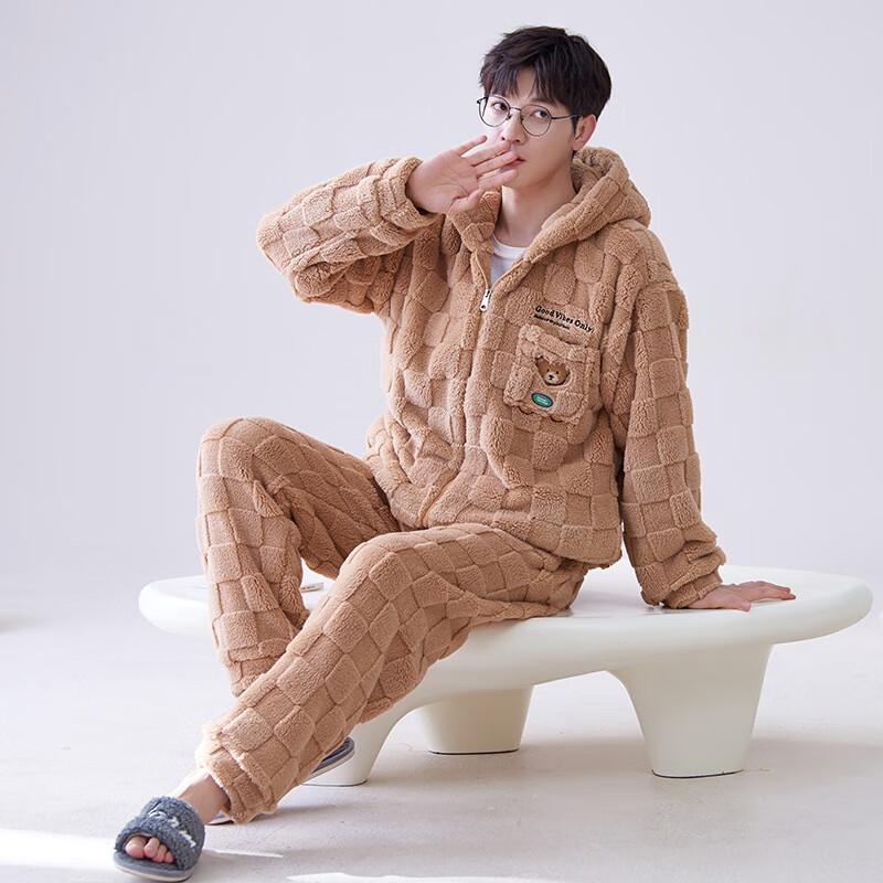 

Мужская зимняя плюшевая фланелевая пижама L