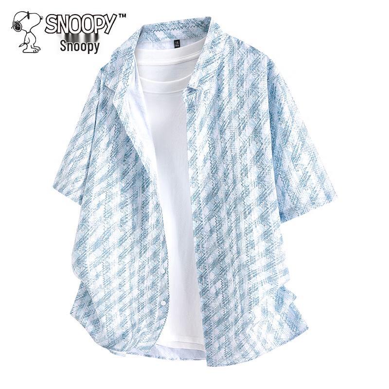 Snoopy Men s Short Sleeve Breathable Casual Shirt M