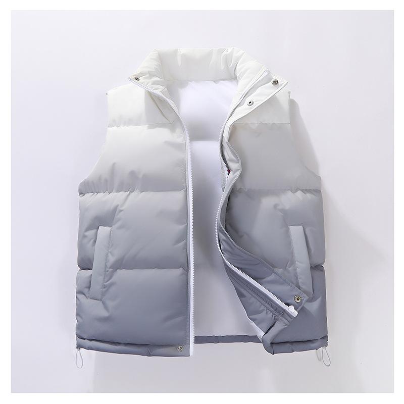 2025 autumn and winter cotton thickened vest men's gradual change stand collar trend vest warm casual vest warm new