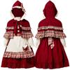 Little Red Riding Hood Costume Kids Vintage Dress Fairy Tale Halloween Role Play Outfit