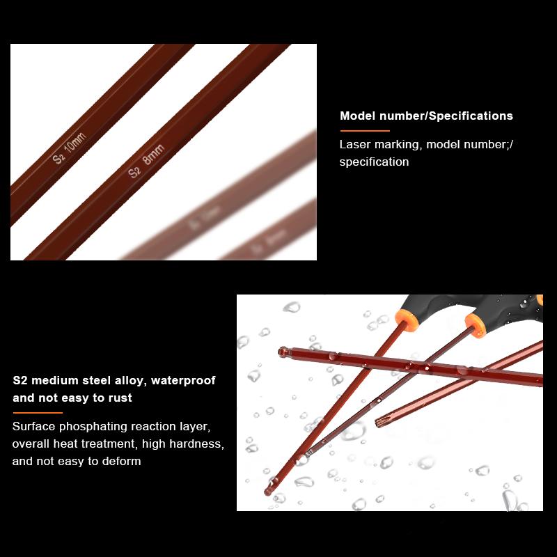 Т-образная шестигранная отвертка T25/2.5/3/4/5/6/8/10 мм хром-ванадиевая сталь — фото 7