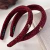 Rotes Plüsch Goldene Schleife Strick Stirnband Für Frau Retro Elegant Haarreif Weiblich Weihnachten und Neujahr Haarband Trend Accessoires