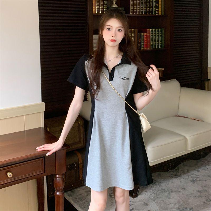 

2026 Summer Lapel Slimming Midi Dress - Age-Reducing, Waist-Cinching, Flattering Casual Short Dress 3XL 146-160 lbs