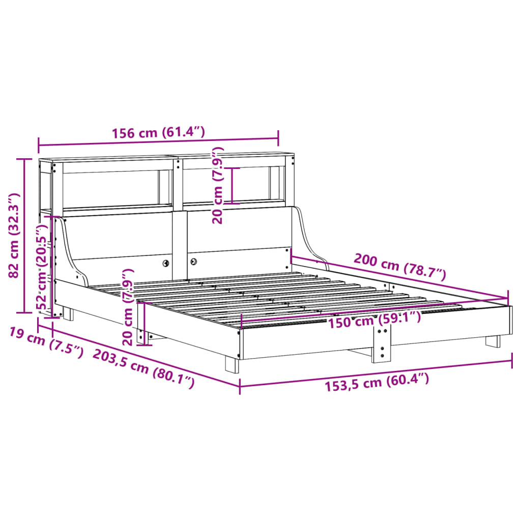 Solid Wood Bed without Mattress White 150 x 200 cm Pine Wood