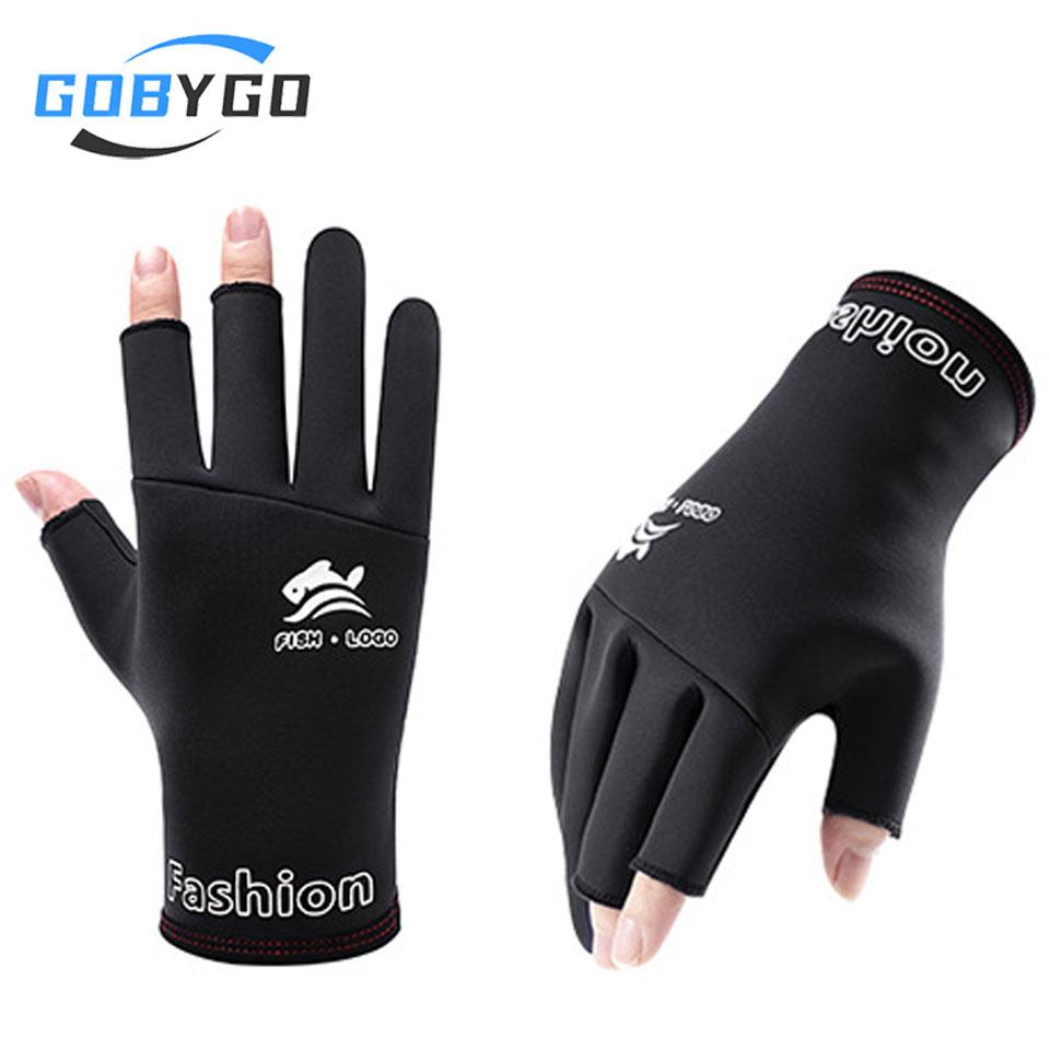 1Pair Winter Fishing Gloves Waterproof Windproof Anti-Slip Fleece Lined Three Fingers Omitted for Outdoor Climbing