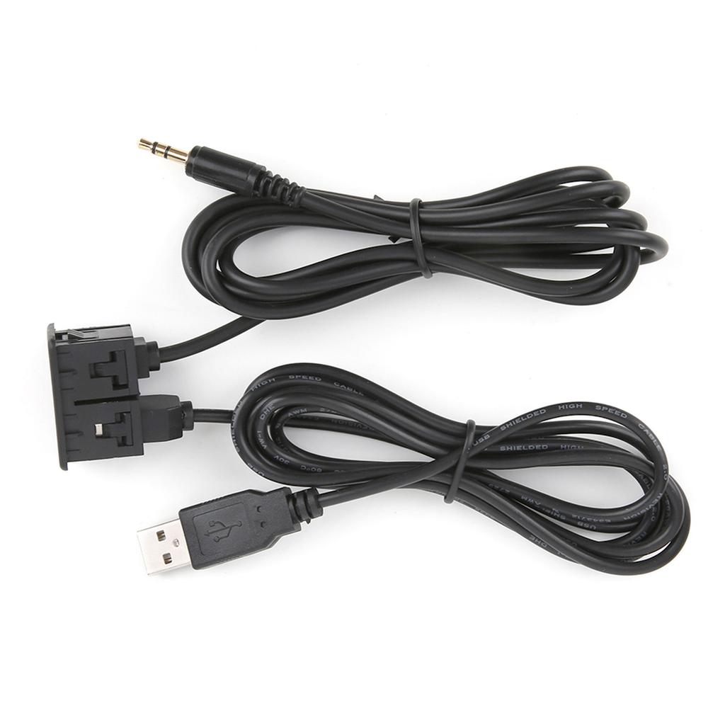 3.5mm AUX Extension Cable Adapter Flush Mount USB Port Headphone Jack Panel Mounting for Car Boat