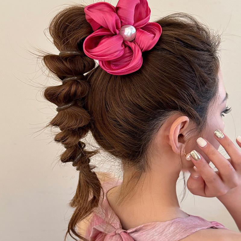 Spring atmosphere~ flower phone line hair band fashion ins wind sweet headband niche design braided hair artifact hair accessories