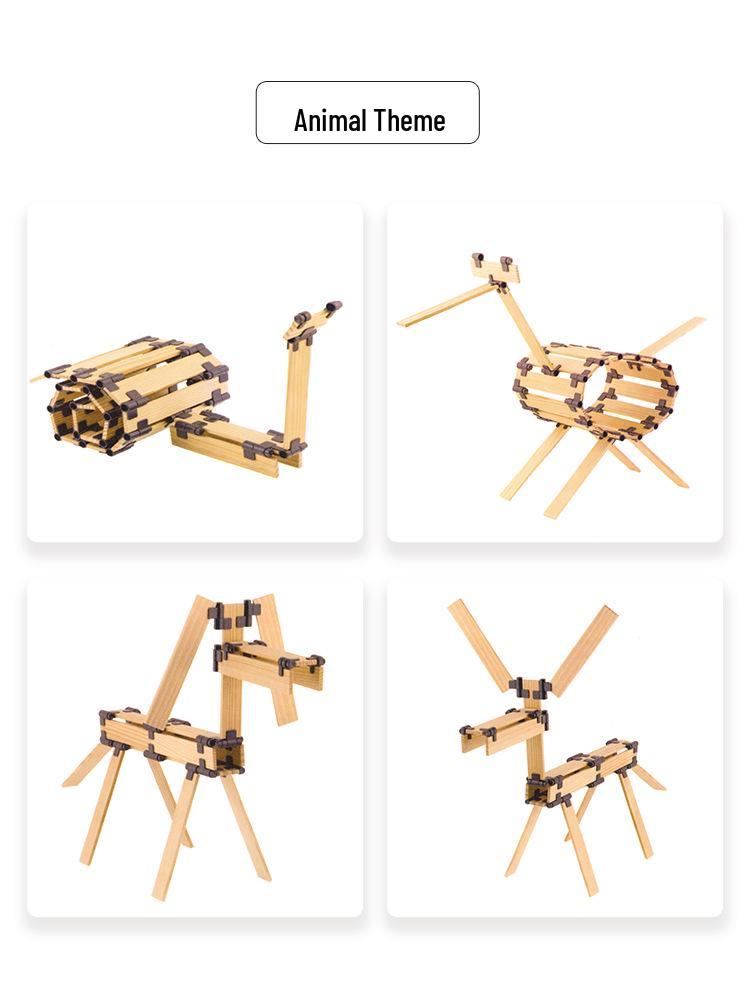 Kids' Master Architect Interlocking Wooden Building Blocks – Educational Assembly Toys for Kindergarten