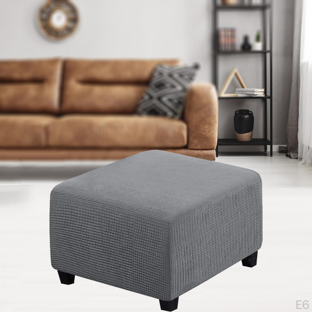 1pc Stretch Ottoman Covers Jacquard Slipcover Footstool Footrest Cover Removable Furniture