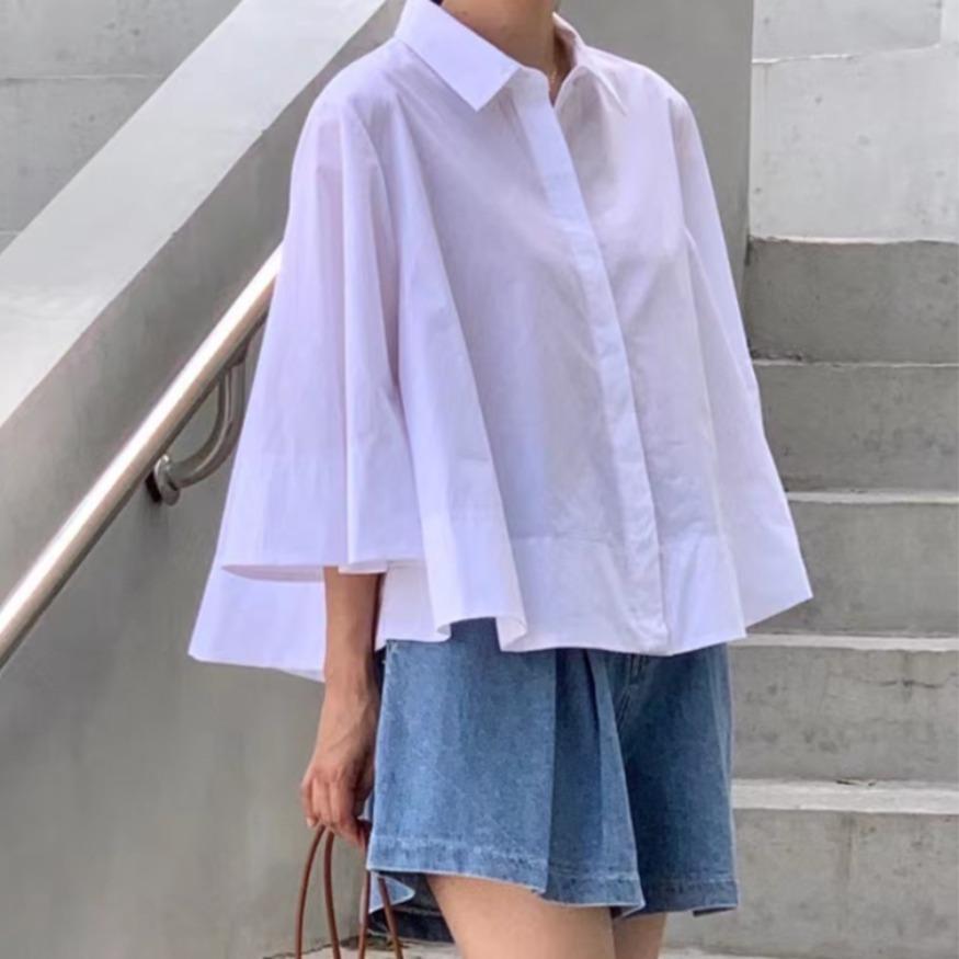

Johnature Loose Casual Eight-quarter Sleeve Loose Shirt Women Korean Casual White Spring Summer Short Tops One Size белый