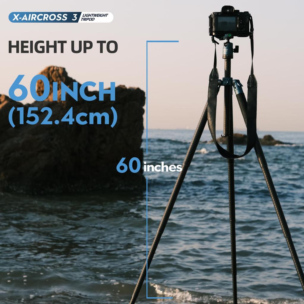Fotopro 152CM Carbon Fiber Tripod 360 Degree Ball Head Lightweight Camera Tripod with Quick Release Plate Travel Tripod Folding Height Only 36CM Max