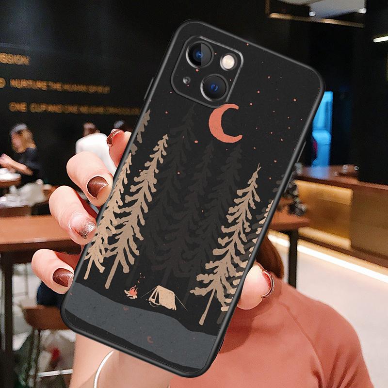 Camping Mountain Phone Case For iPhone 16 Pro Max 15 14 13 11 12 Pro Max Plus 12 13 Mini XR 16e Funda Cover