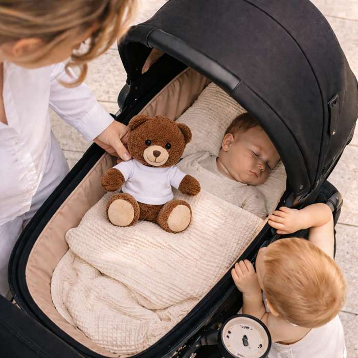 Peluche ours - PLANETEE - Nunours Future meilleure Aide Soignante - 18 cm - T-shirt imprimé - Polyester moelleux