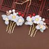 Women's Hanfu Hair Accessories: Pearl Flower Hairpins & Combs in Ancient Style