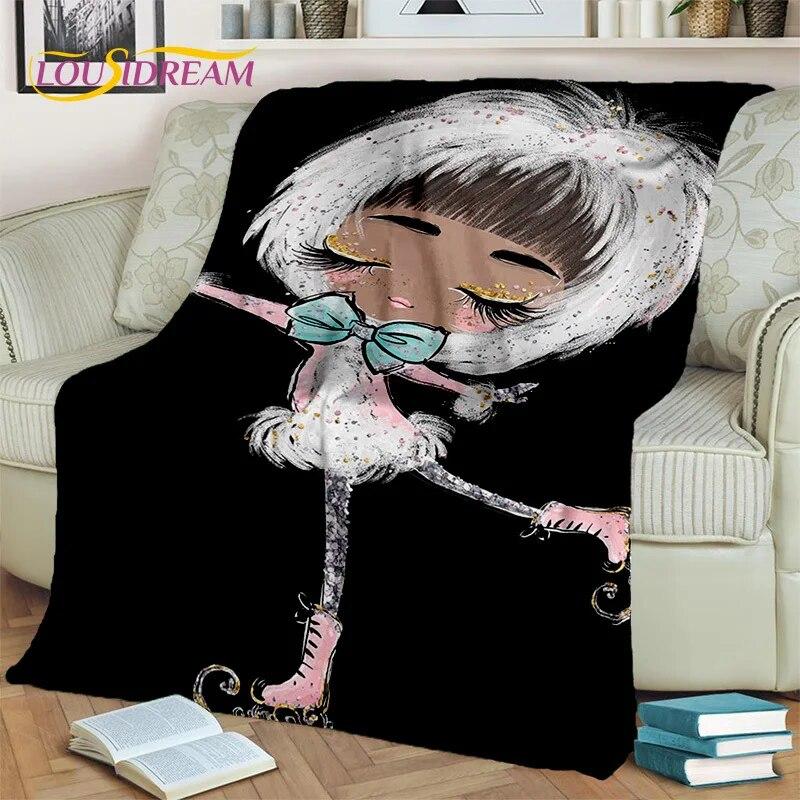 Cartoon Ballerina Fairy Cute Ballet Girl Blanket,soft Throw Blanket for Home Bedroom Bed Sofa Picnic Office Cover Blanket Kids