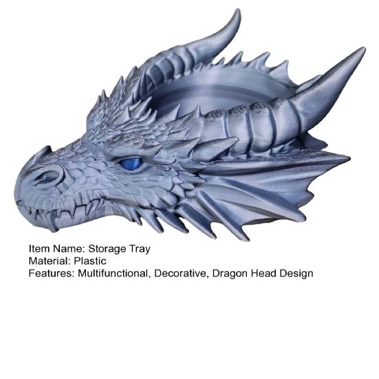 Drakhuvud Nyckelfat 3D-printat Draknyckelfat Fantasy Förvaringsfat Entré Skrivbordsorganisatör för Nycklar Mynt Smycken