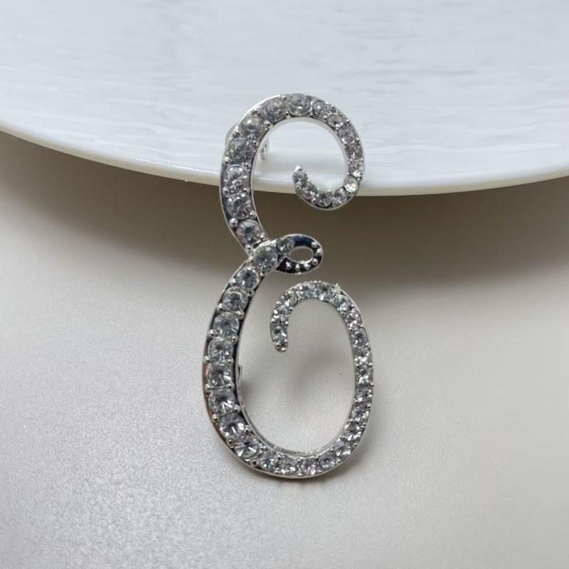 Fashion Alphabet Letter Brooch Pin Full Crystal Rhinestone Encrusted Minimalist Clothing Accessory For Women