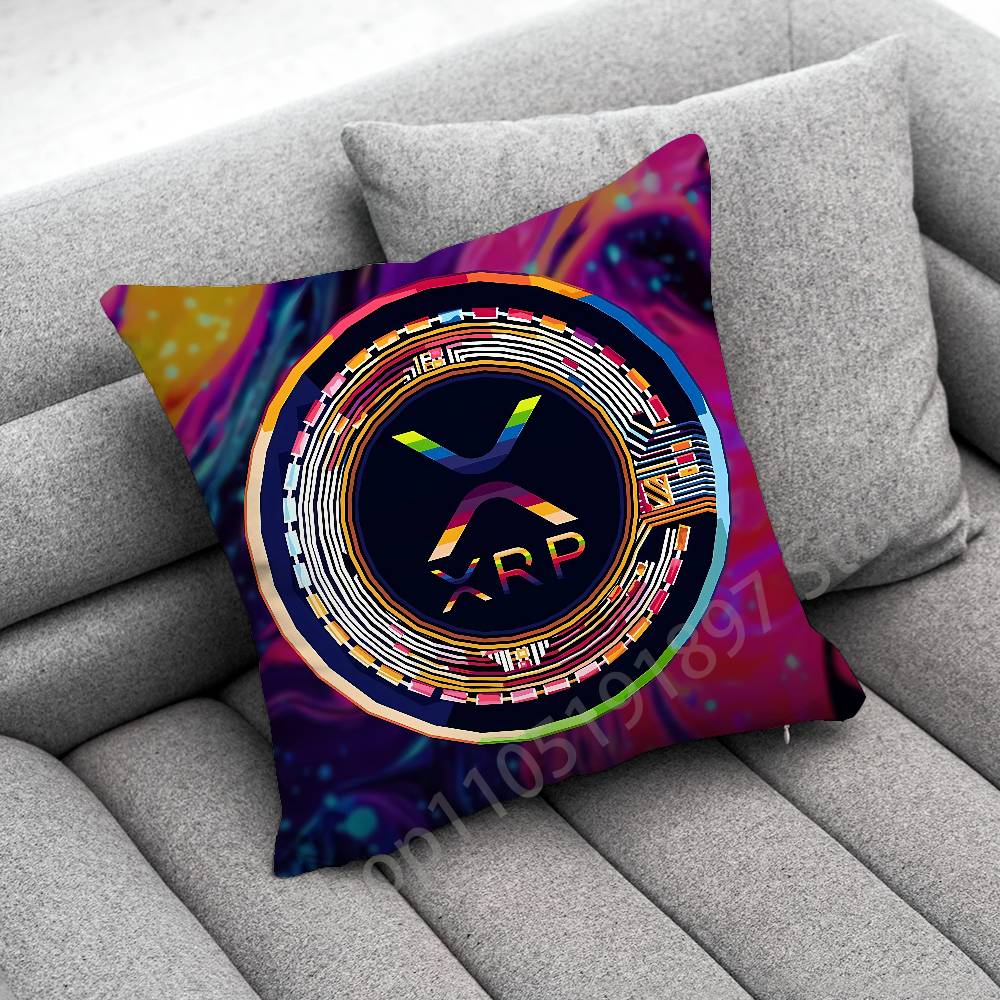 Xrp Ripple Crypto Digital Currency Throw Pillow Case For 50x50cm 30x30cm 55x55cm 45x45cm 40x40cm Square Bed Pillowcase Cover
