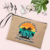 Salt Water and Sunshine Printed Linen Bag Makeup Bags Beach Holiday Sunglasses Sunscreen Storage Pouch Travel Toiletry Bag Gifts