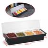 5-Compartment Chilled Condiment Caddy ABS Transparent Lid Removable Inserts Kitchen Restaurant