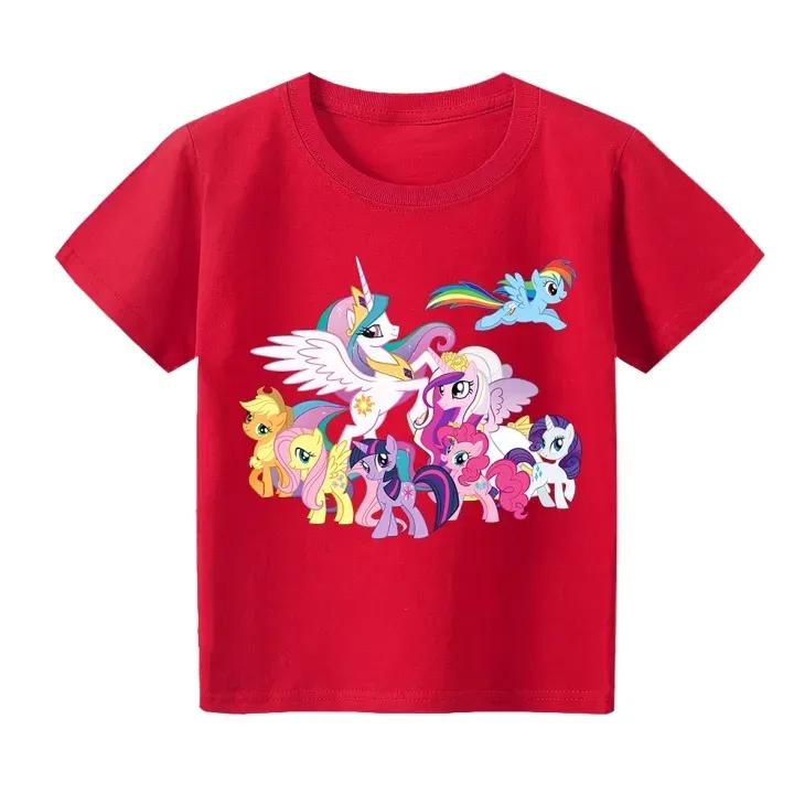My Little Foal 202526 Summer Anime Pattern 100 Cotton Childrens and AdultApplicable TShirt Breathable Casual LooseFitting