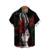 Magliette da Uomo Unisex alla Moda con Teschi e Fiori Stampa 3D Divertente Streetwear Manica Corta Stampe Camicia Hawaiana Collo a Revers Per Uomo