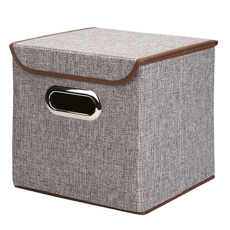 Square Cotton Linen Folding Storage Box Home Bedroom Clothes Quilt Storage Organizer Fabric Underwear Storage Box with Cover