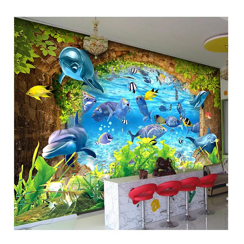 3D Wallpaper Modern Underwater World Dolphins Cartoon Kids Bedroom Murals Living Room Background Wall Painting